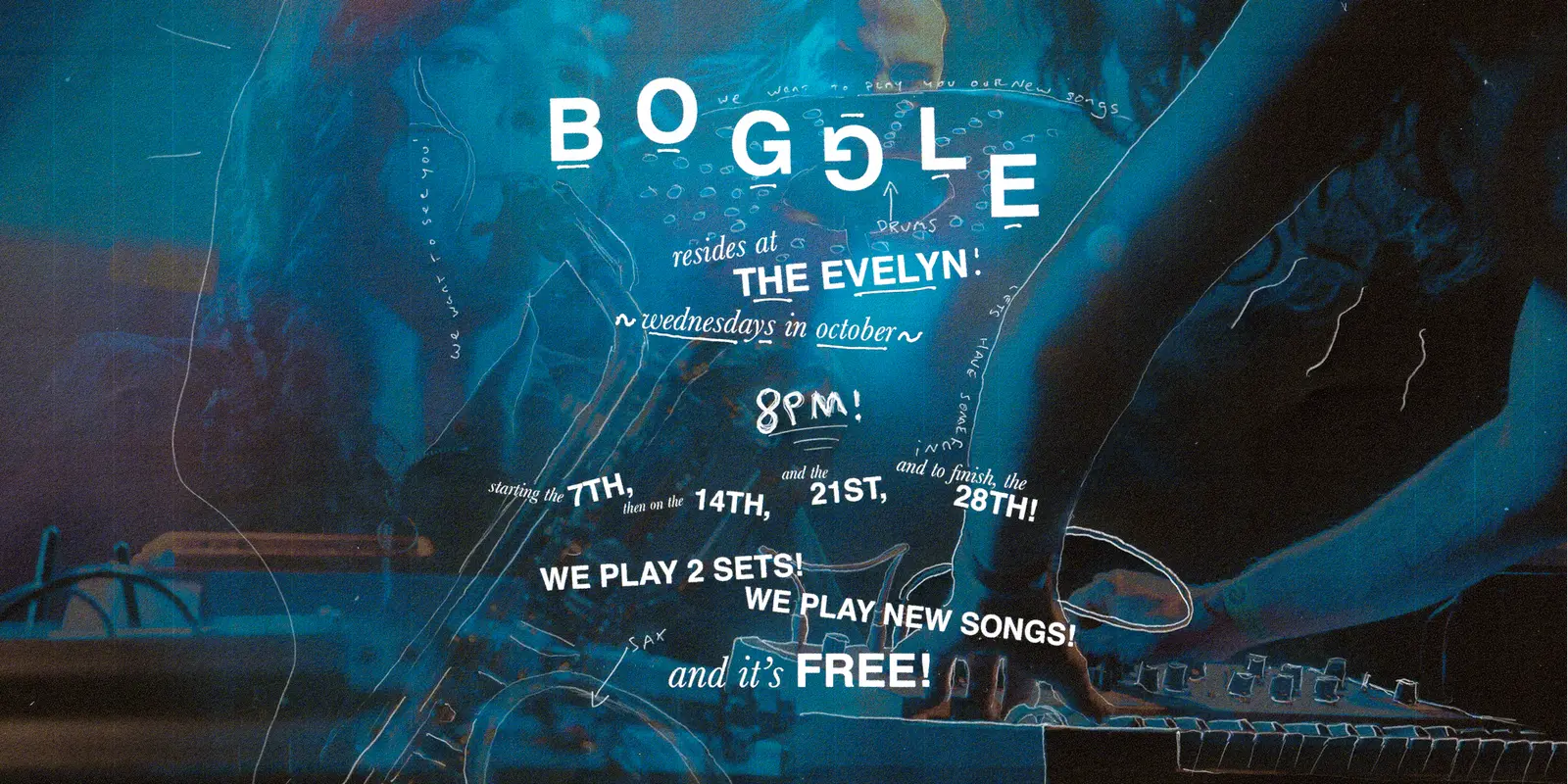 Poster for BOGGLE | OCTOBER RESIDENCY at The Evelyn Hotel, Wed 14 Oct