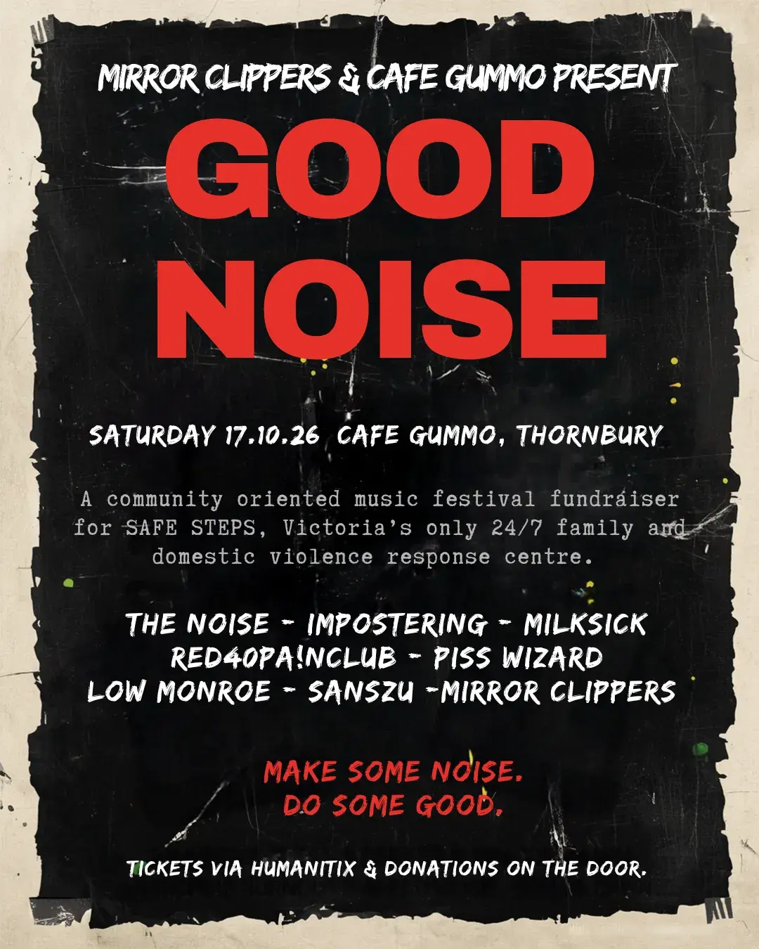 Poster for GOOD NOISE at Cafe Gummo, Sat 17 Oct