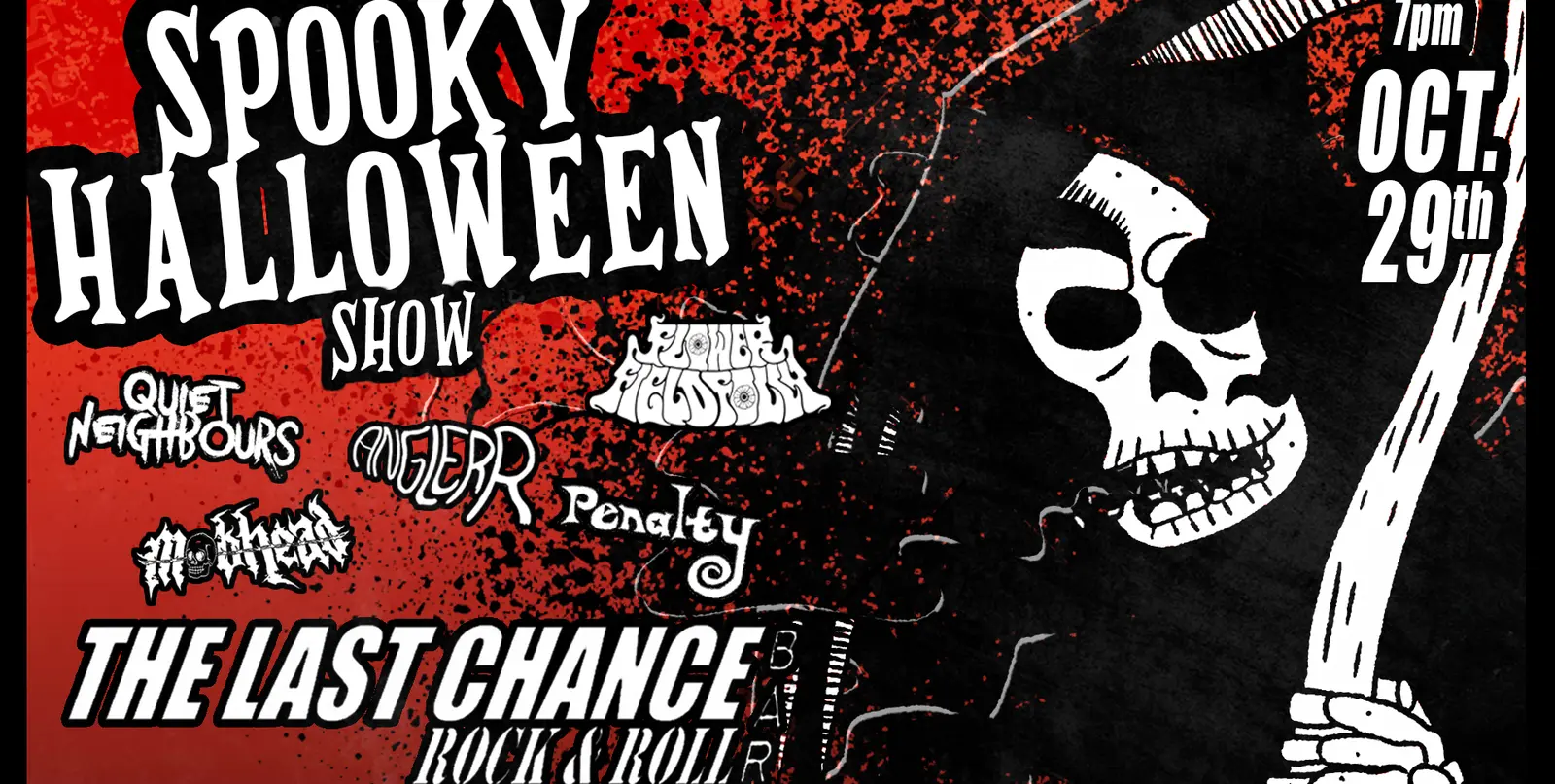 Poster for Spooky Halloween Show at Last Chance at The Last Chance, Thu 29 Oct