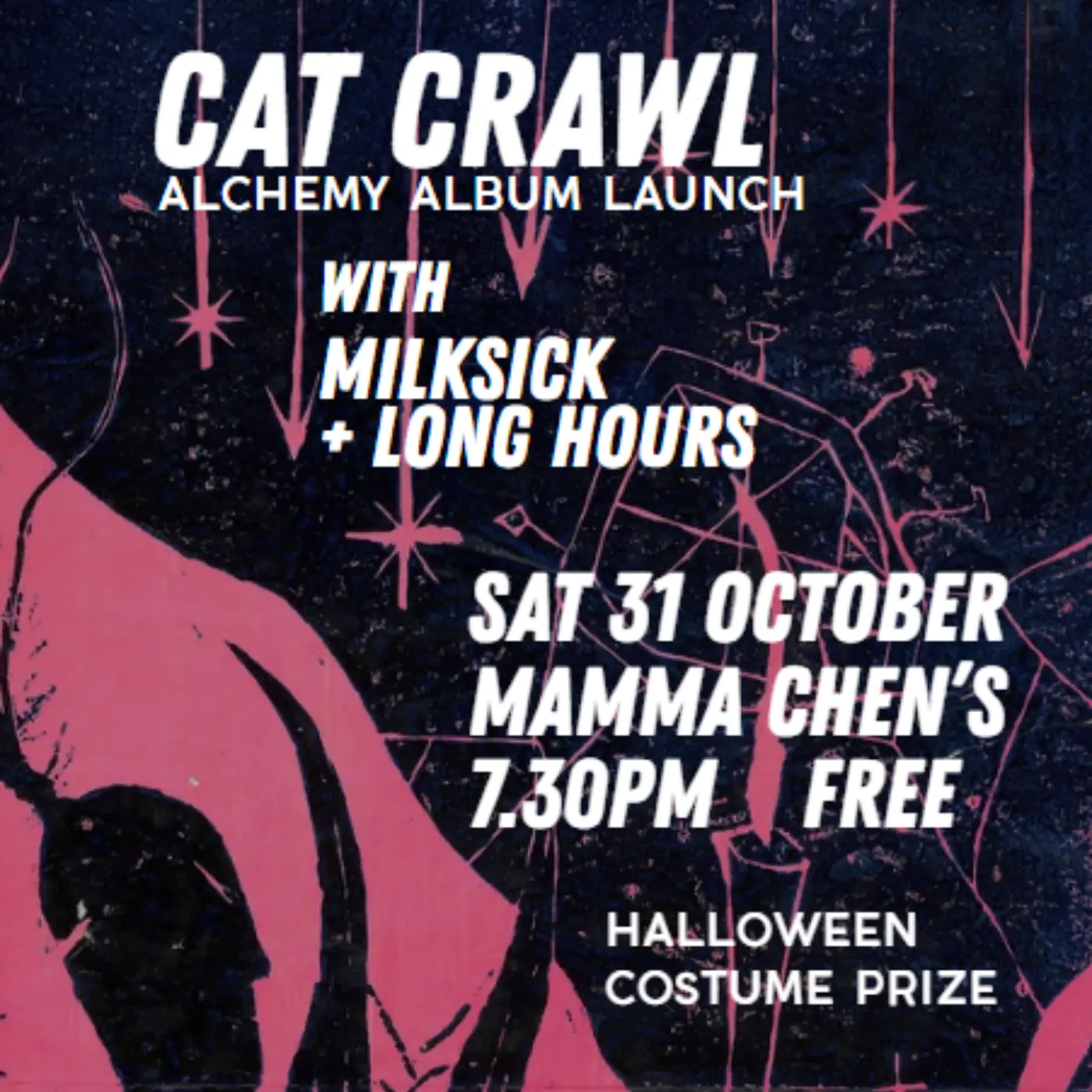 Poster for CAT CRAWL - 'ALCHEMY' ALBUM LAUNCH at Mamma Chen's, Sat 31 Oct